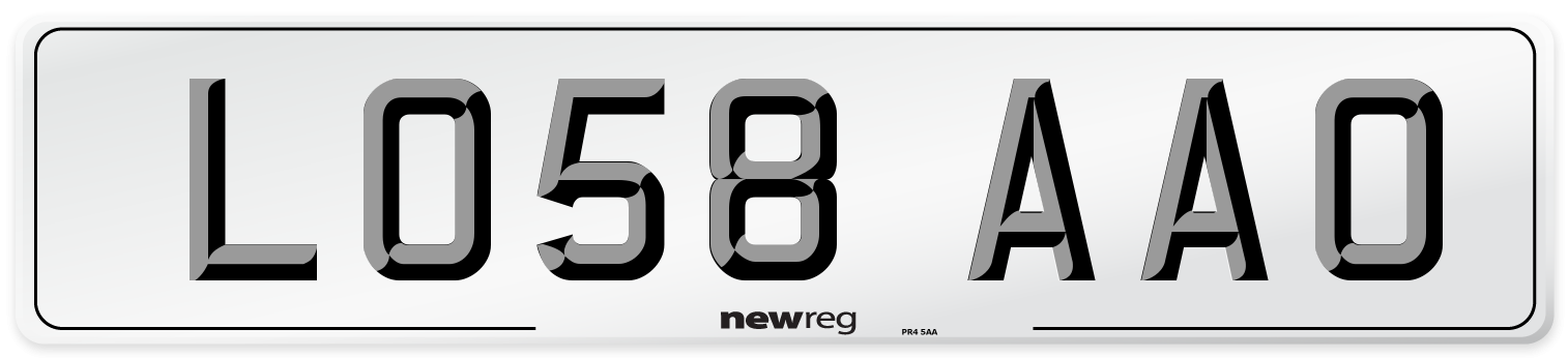 LO58 AAO Number Plate from New Reg
